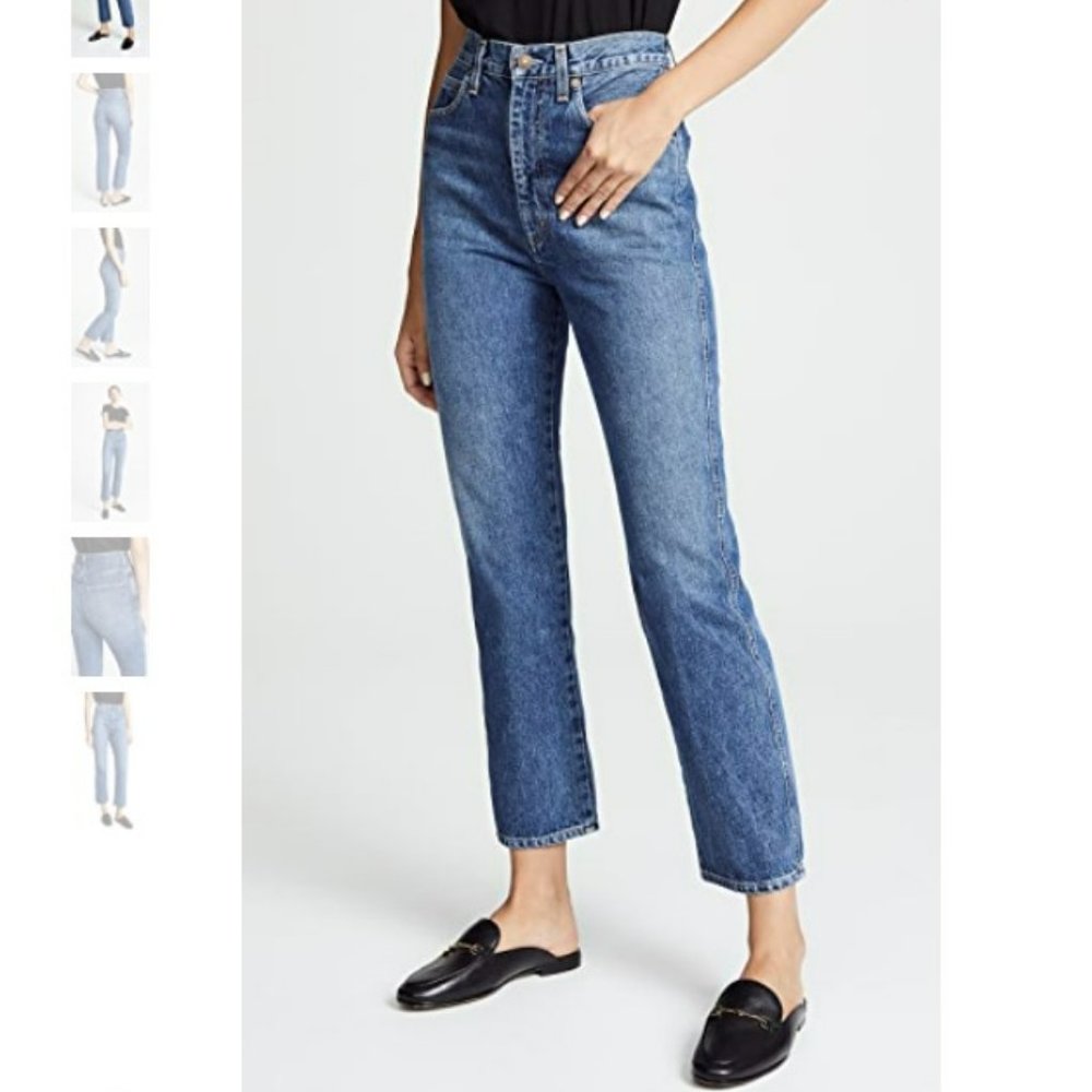 AGOLDE Medium Blue High-Rise Straight Jeans